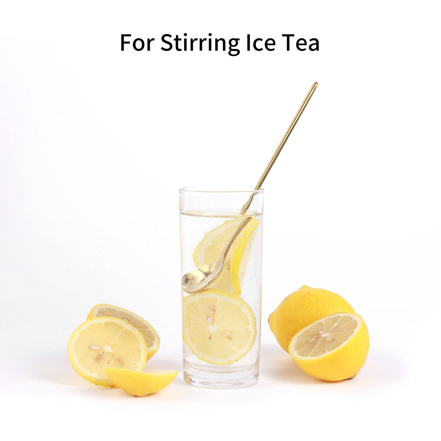 4 PCS 6.7 Inches Coffee/ Tea Spoons Long Handle, Gold, Ice Tea, Espresso Stainless Steel Long Spoons for Stirring