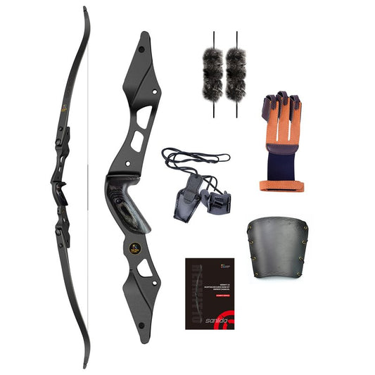 Sanlida Hermit 10 ILF Hunting Recurve Bow Kit for Adults 60" 30-45 Lbs Archery Recurve Bow, CNC ILF Riser, Carbon & Graphite Foam Core ILF Limbs, RH Only, Limited Life-time Warranty (60",40 Lbs)