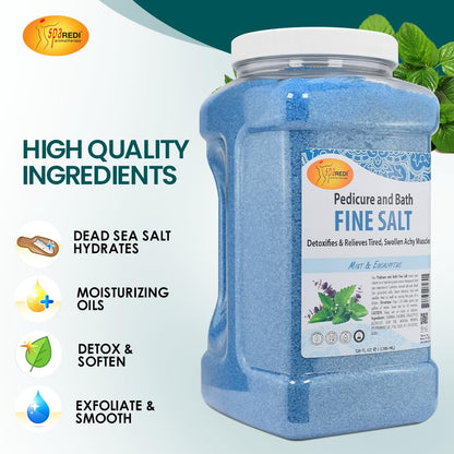 SPA REDI - Detox Foot Soak Pedicure and Bath Fine Salt, Lavender and Wildflower, 128 Oz - Made with Dead Sea Salts, Argan Oil, Coconut Oil, and Essential Oil, Hydrates, Softens and Moisturizes
