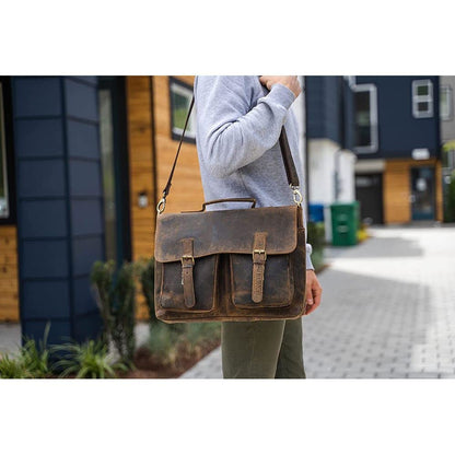 KomalC 16 Inch Leather briefcase Laptop Messenger Bags for Men and Women Best Office Satchel Bag (Messenger Bag)