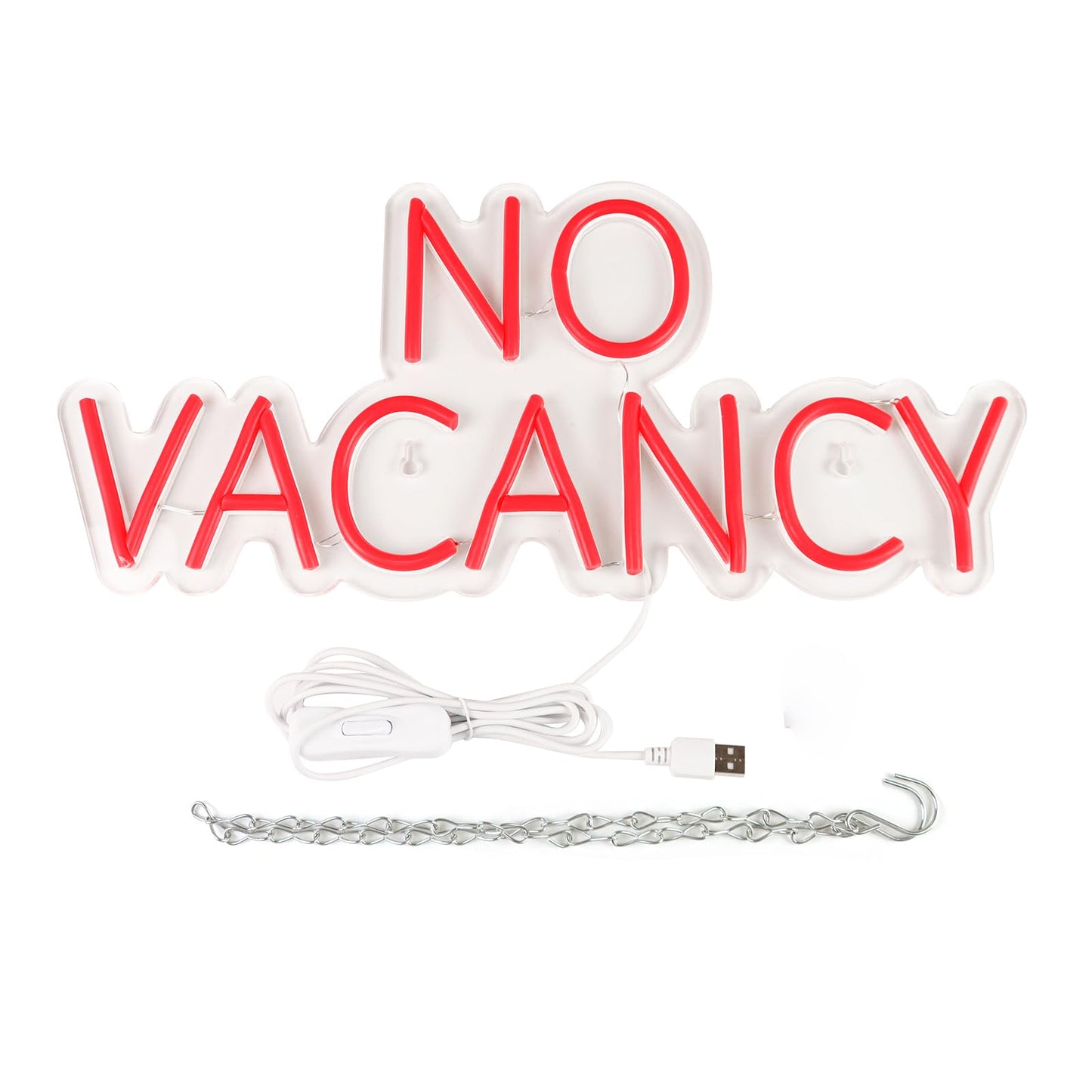JFLLamp NO VACANCY Neon Signs for Wall Decor Neon Lights for Bedroom Led Business Signs Suitable for Hotels Christmas Birthday Party Unique Gift for Lover, 5V Power Adapter, 16 * 7.3 Inch(Red)