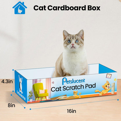 Petslucent Cat Scratching Board - 4PCS Cat Scratcher with Box, Large Size Cats Scratching Pad Easy for Cats to Scratch, Corrugated Cardboard kitten Scratchers Lounge for Indoor Kitty to Rest and Play