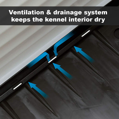 Ferplast Dog Villa Indoor and Outdoor Dog House for Small Dog Breeds, Measures 28.75L x 23.23W x 20.87H Inches, Ventilated with Patented Fold-Out Porch, Cream with Dark Brown Bottom, Part # 87253099