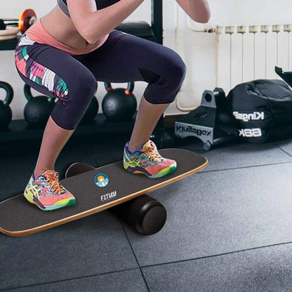 Fitlaya Fitness Balance Board Trainer Wooden Training Equipment for Fitness Workout, Hockey‎, Skateboarding, Surfing and Snowboarding (SUN & SNOWMOUNT)