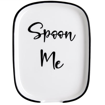 Ceramic Spoon Rest for Stove Top, Large Spoon Holder for Kitchen Counter, White Coffee Spoon Rest, Heat-Resistant Cooking Utensil Rest, Modern Farmhouse Kitchen Décor