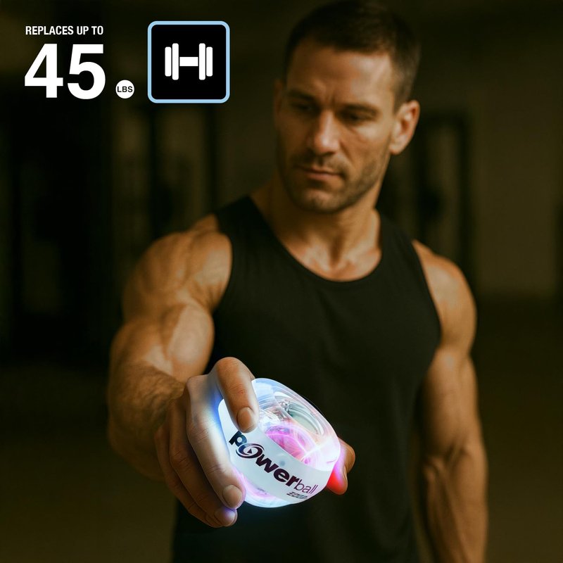 DFX Powerball EDGE – LED Gyro Trainer with Color-Changing Lights that Increase with Resistance, Ideal for Grip, Wrist & Forearm Strength