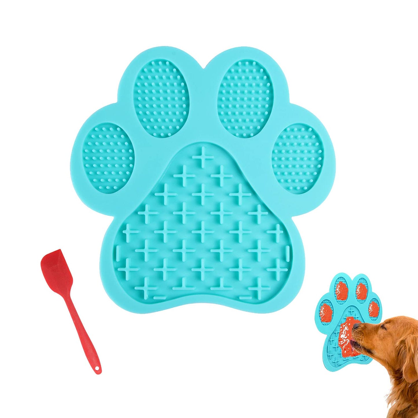 Dog Licking Mat for Anxiety Peanut Butter Slow Feeder Bowls Licking Pad with Strong Suction to Wall for Pet Bathing,Grooming,and Dog Training (Light Blue)