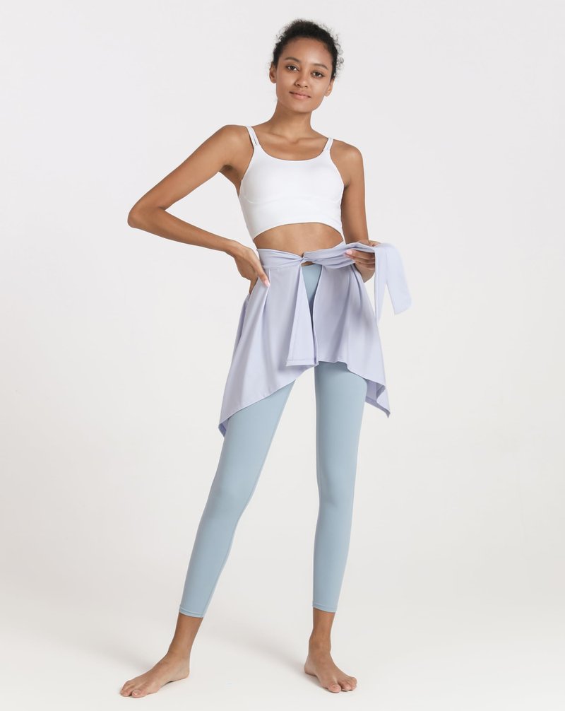 PEHMEA Women's One Piece Straps Yoga Ballet Tennis Jogging Skirts Tie Up Skirts Cover Up (Light Blue, One Size)