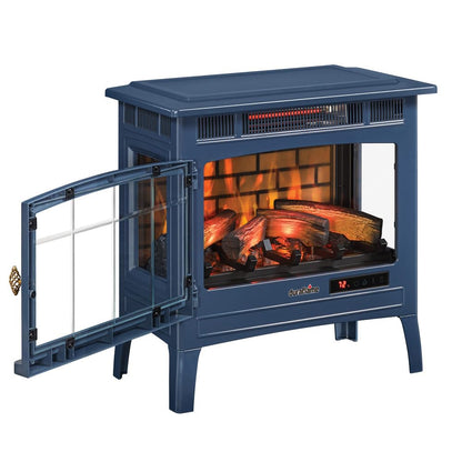 duraflame Freestanding Electric Fireplace Stove Heater with 3D Flame Effect for 1,000 Sq. Ft. Room, Navy