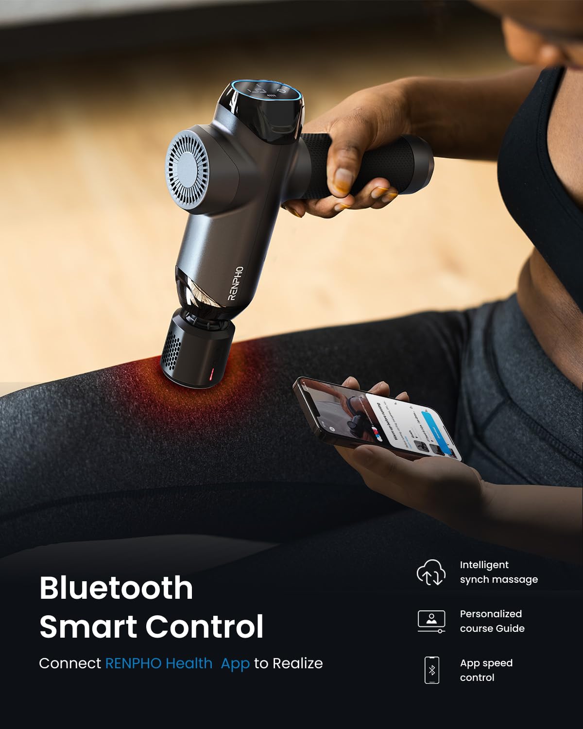 RENPHO Massage Gun Deep Tissue with 12mm Amplitude, Percussion Muscle Massage Gun, Portable Electric Handheld Massager Gun, LED Touch Display Carry Case Power