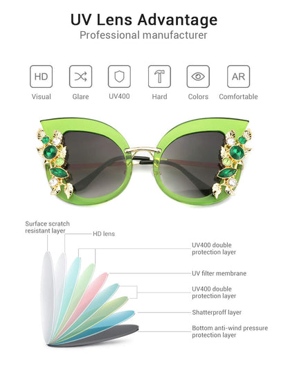 Slocyclub Halloween Glasses Jeweled Sunglasses, Funky Butterfly Shaped Sunglasses, Oversized Rhinestone Sunglasses for Women, Unique Sunglasses with UV400 Protection, Colorful Fun Sunglasses