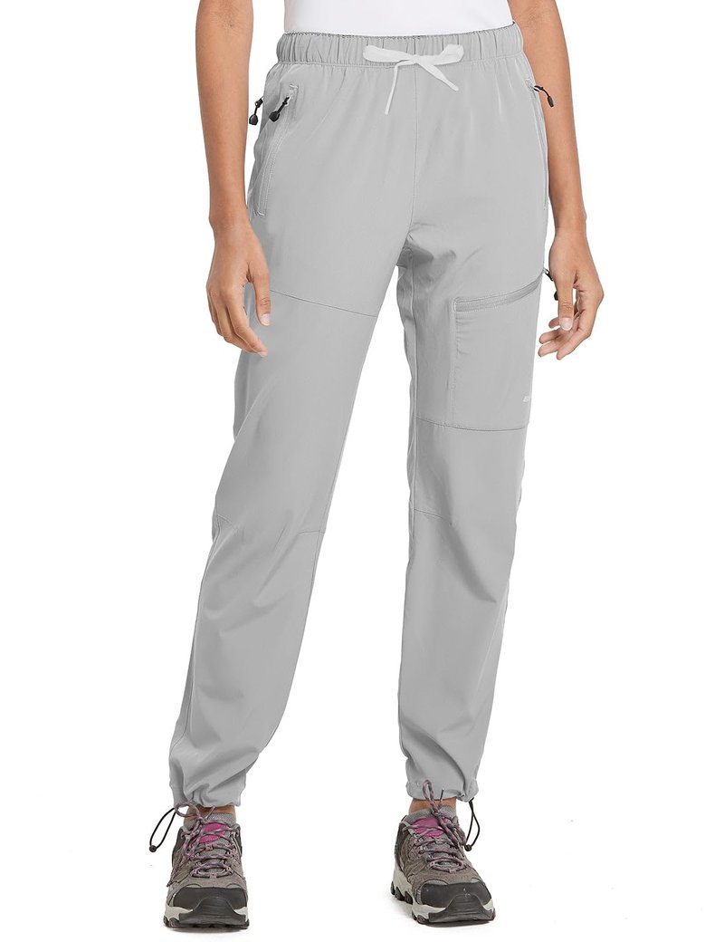 baleaf Women's Hiking Pants Quick Dry Lightweight Water Resistant Stretch Cargo Pants with Zipper Pockets Travel Camping 29''-Glacier Gray L