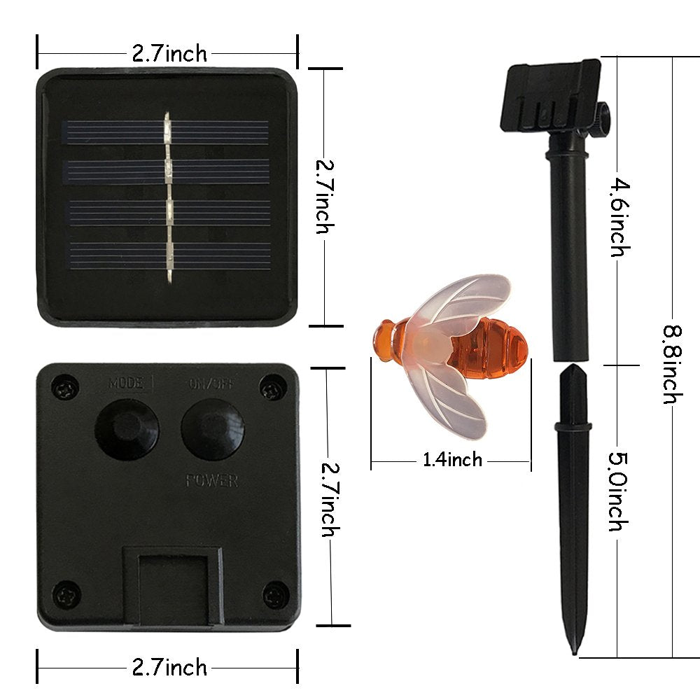 SEMILITS Solar String Lights 20LED Outdoor Waterproof Simulation Honey Bees Decor for Garden Xmas Decorations Warm White