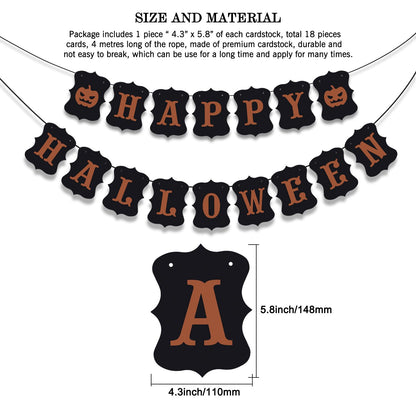 ERKOON Happy Halloween Banner Bunting with Pumpkin Sign for Halloween Wall Decorations Party Supplies Home Hanging Photo Props