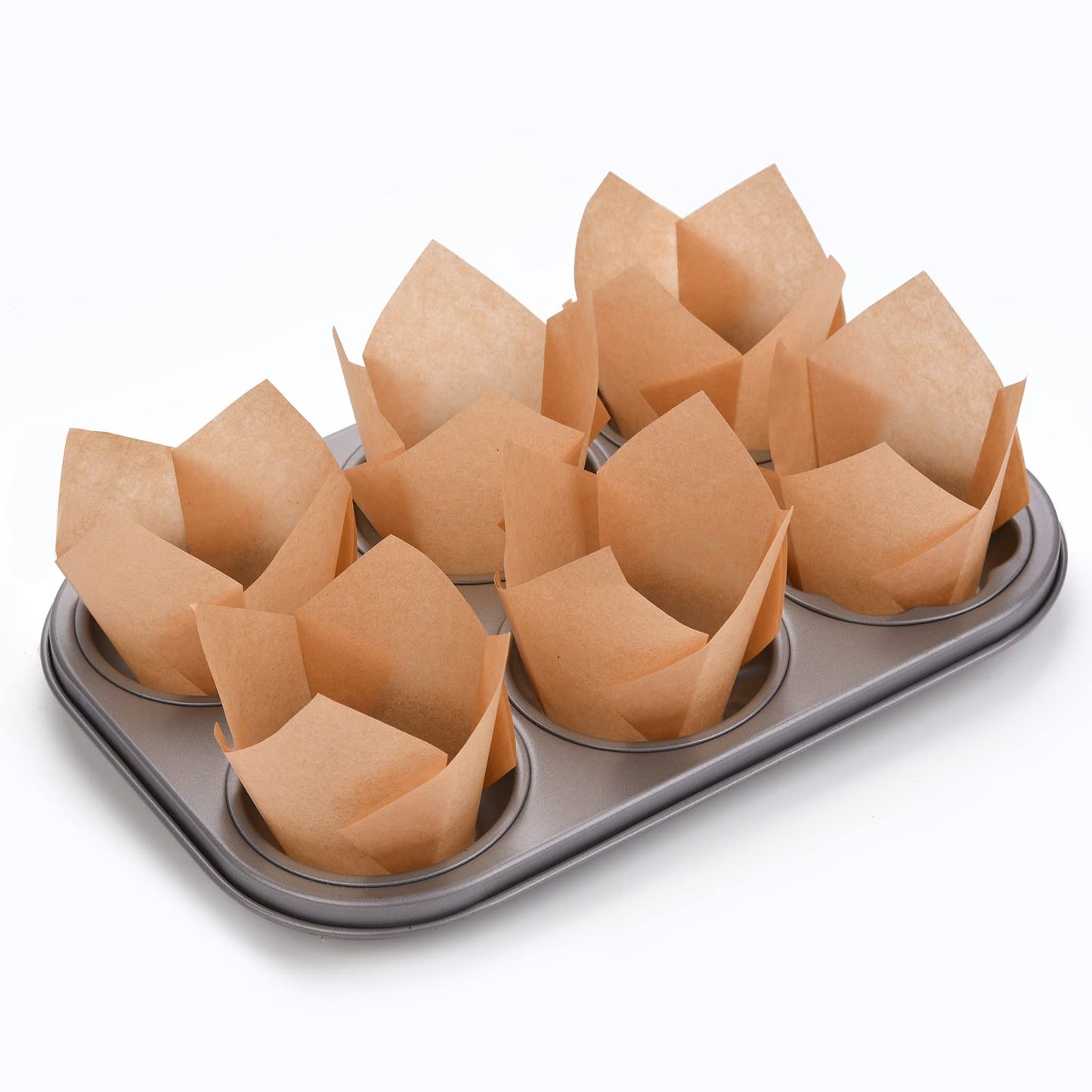 200Pcs Tulip Cupcake Liners Muffin Baking Liners Holders Premium Baking Cups Cupcake Wrappers Christmas Cupcake Lliners for Weddings, Birthdays, Anniversaries, and Special Occasions（Natural）