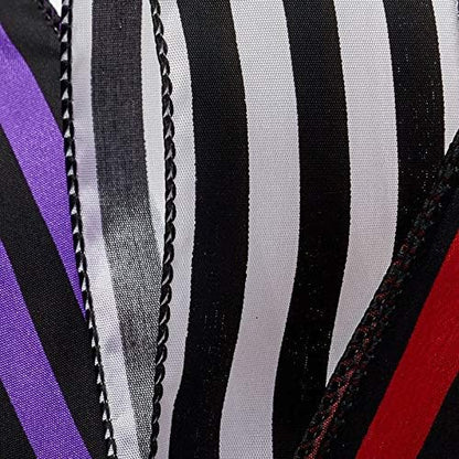 2 1/2" X 10 Yards Black/White Carnival Stripe Wired Ribbon Halloween