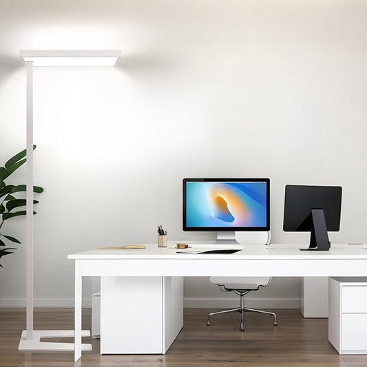 4000K LED Floor Lamp for Office, 76.6'' Full Spectrum Dimmable 100W 10400LM Natural Daylight Eye-Caring Free Standing Lamp for Reading Room Office Study Room Nursery Piano (100W)