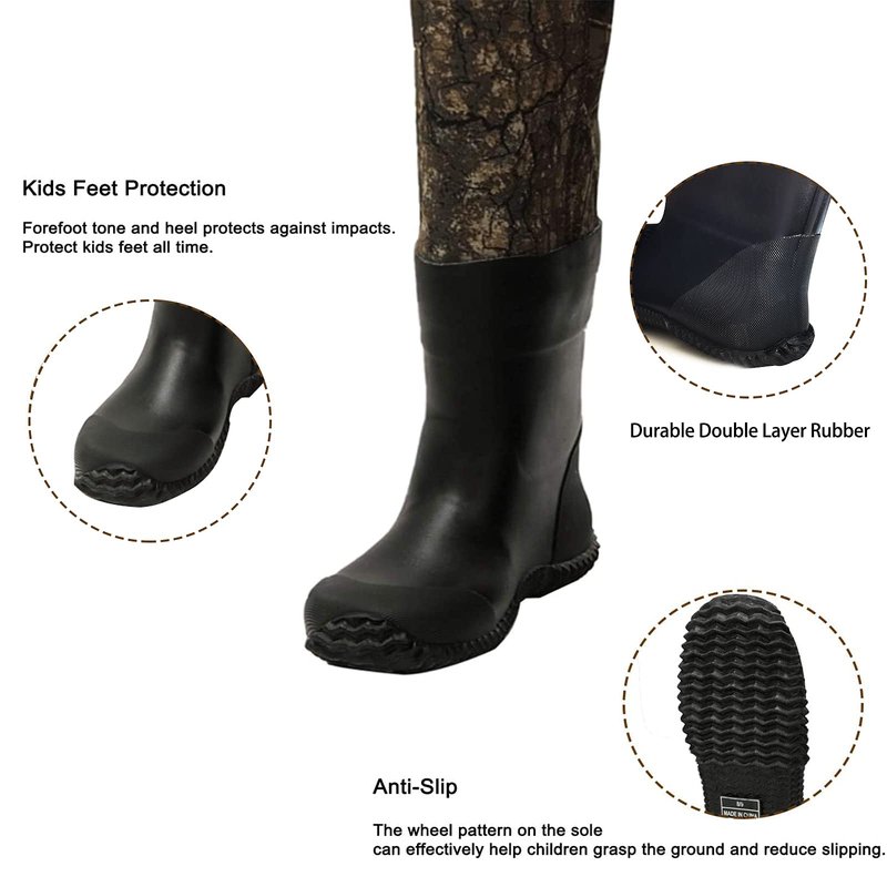 8 Fans Kids Chest Waders with Boots,Neoprene Waterproof Youth Waders Insulated Toddler Hunting & Fishing Waders for Kids Boys Girls Size 4/5