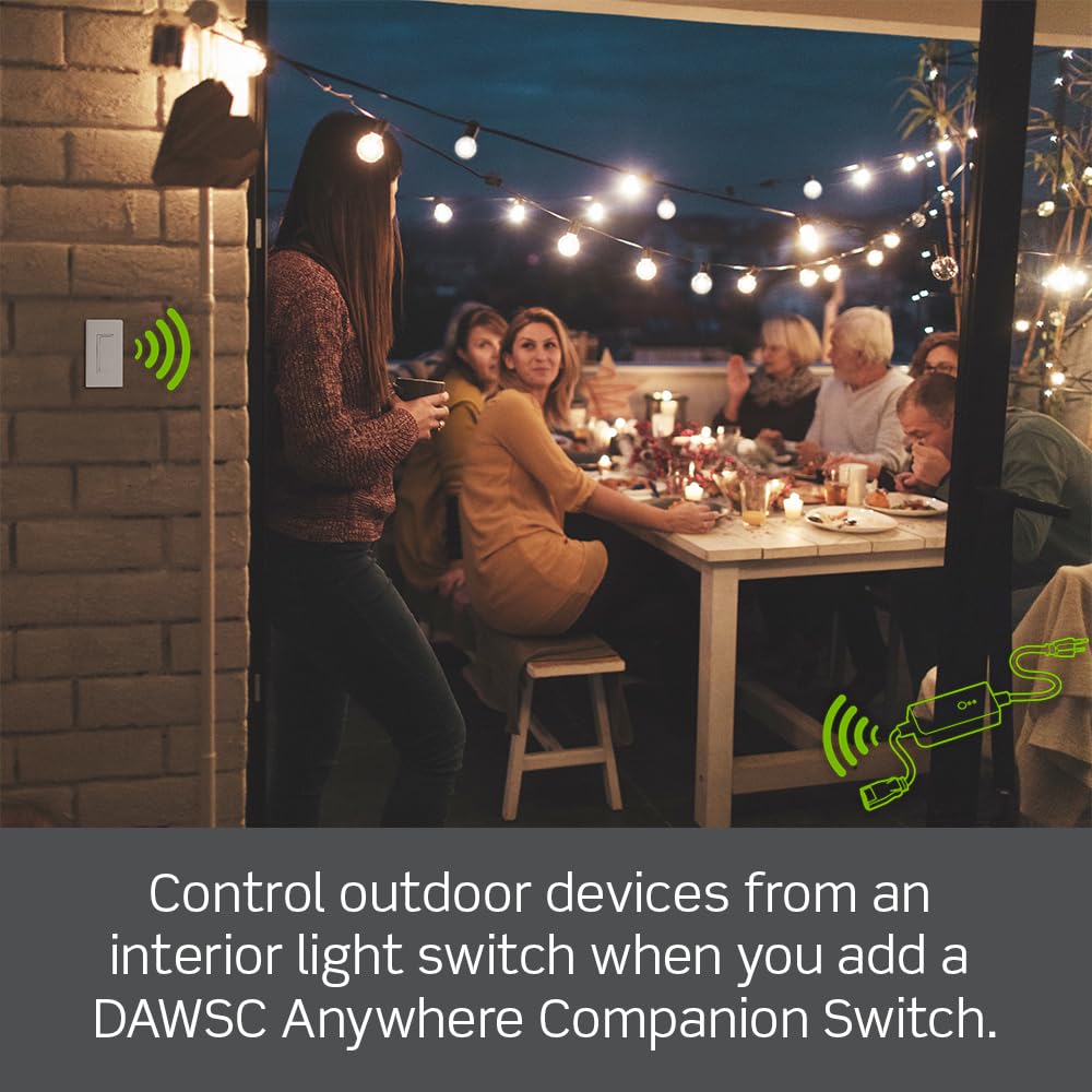 Leviton Decora Smart Switch, Wi-Fi 2nd Gen, Neutral Wire Required, Works with Matter, My Leviton, Alexa, Google Assistant, Apple Home/Siri & Wired or Wire-Free 3-Way, D215S-1RW, White
