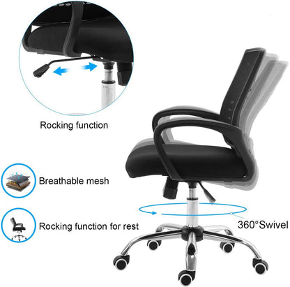 BestOffice Office Chair Ergonomic Cheap Desk Chair Mesh Computer Chair Lumbar Support Modern Executive Adjustable Stool Rolling Swivel Chair for Back Pain (Black)