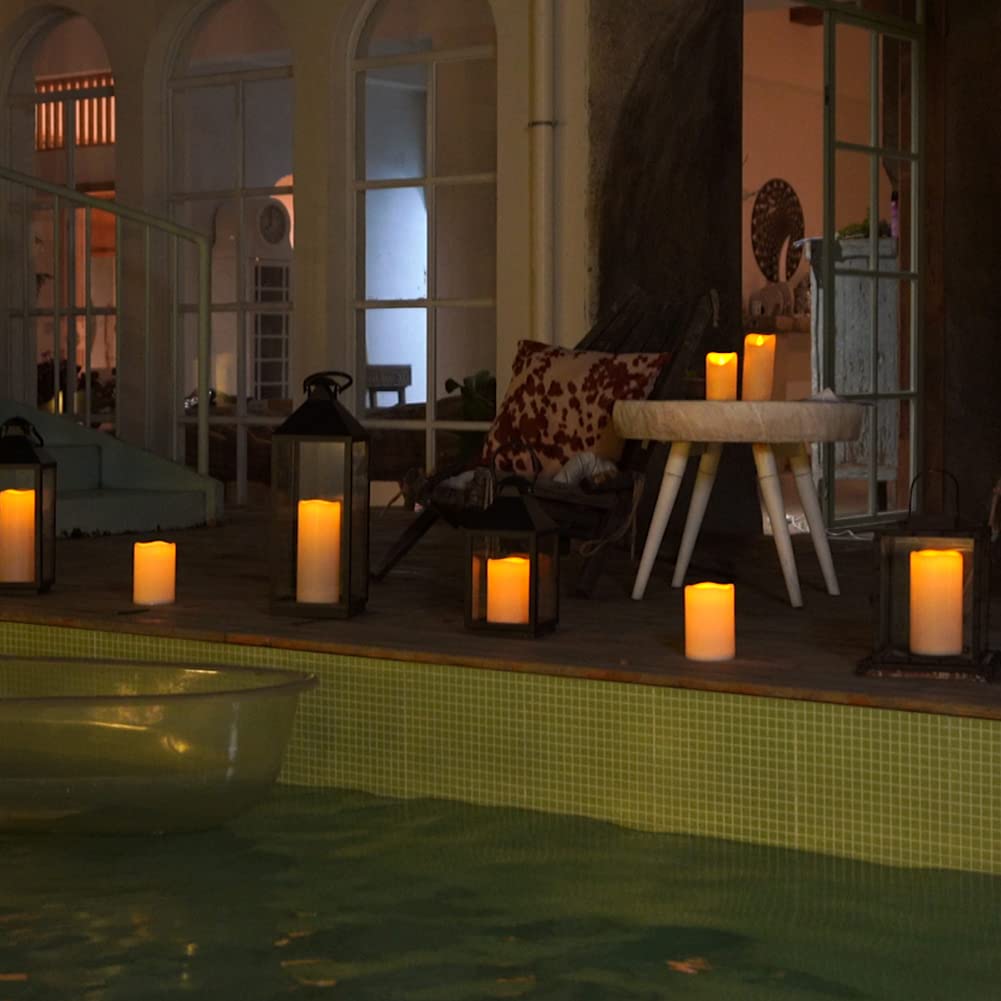 Homemory 10” x 4" Waterproof Outdoor Flameless Candles - Battery Operated Flickering LED Pillar Candles for Indoor Outdoor Lanterns, Long Lasting, Large, Set of 2