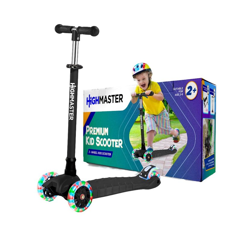 Highmaster 3-Wheel Toddler Scooter for Boys – Light-Up Wheels, Safe Ride for Ages 2+ – Holds Up to 165 lbs (Purple)