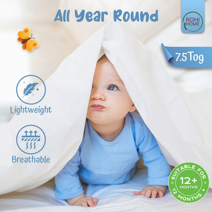 Rohi 7.5 Tog Cot Bed Duvet and Pillow Set – Microfibre Anti-Allergy Toddler Duvet & Pillow – Lightweight, Breathable & Ultra Comfy Baby Quilt 120cm x 150cm
