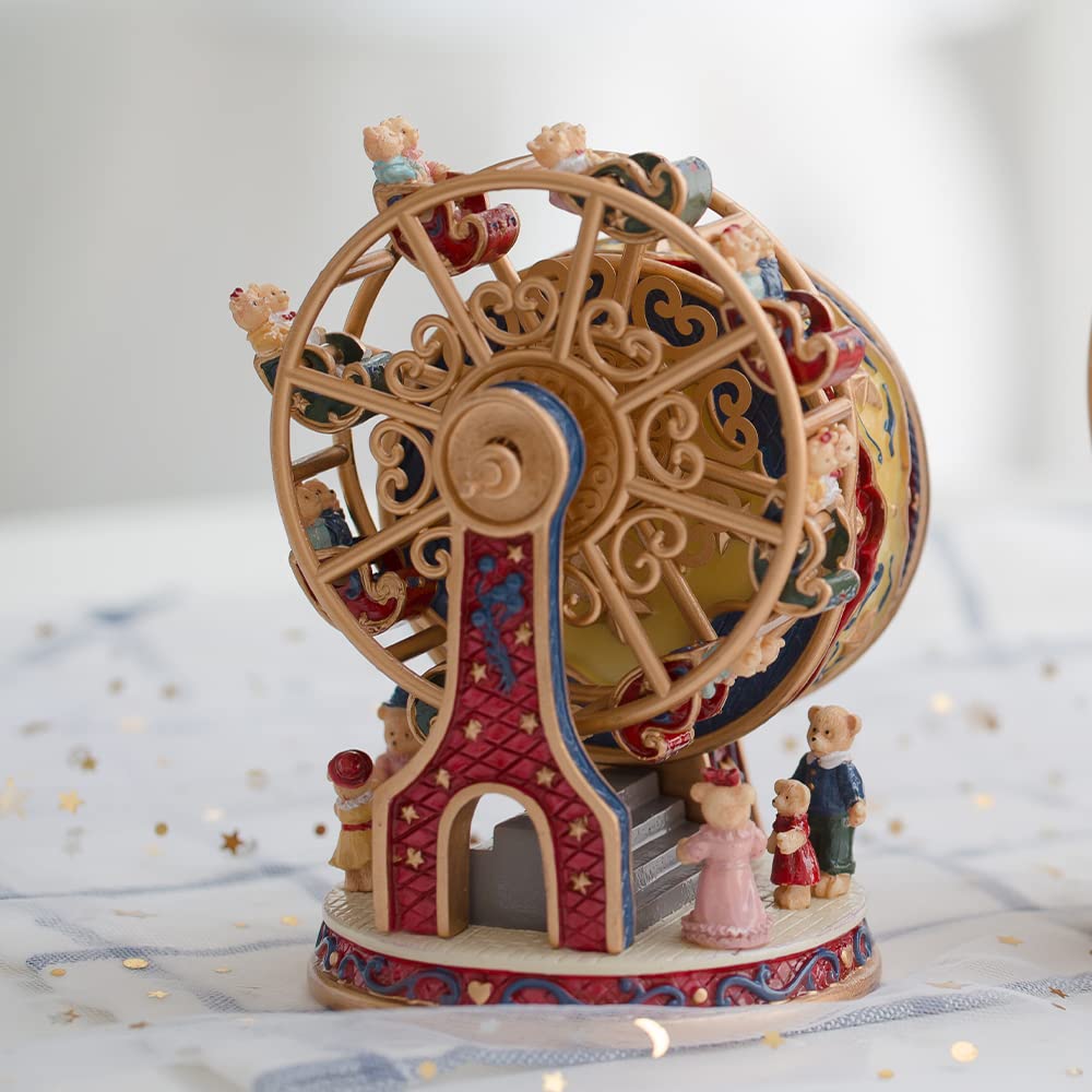LOVE FOR YOU Gift Wrapped Music Box Bear Ferris Wheel Musical Decoration for Girls and Kids Sister Son Daughter Mom Granddaughter Grandma Niece Women Christmas Birthday Presents Gifts