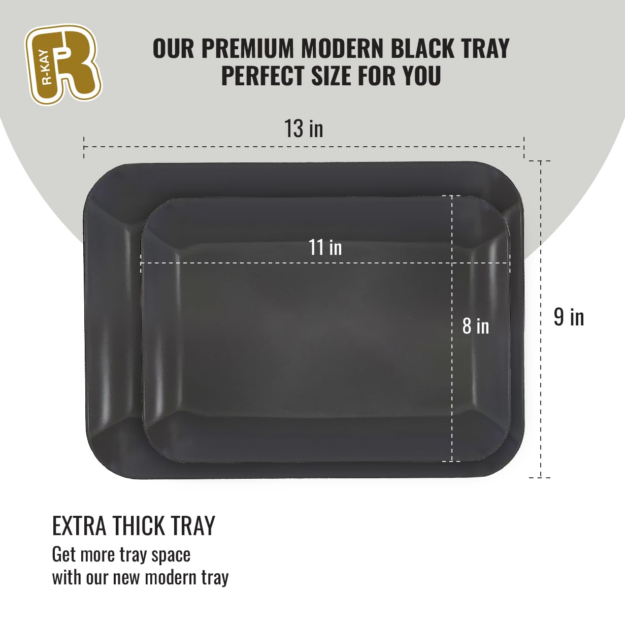 3 Pack Black Plastic Serving Tray for Party - Black Serving Tray 8 by 11 Inch - Dessert Trays for Food - Party Serving Trays for Entertaining
