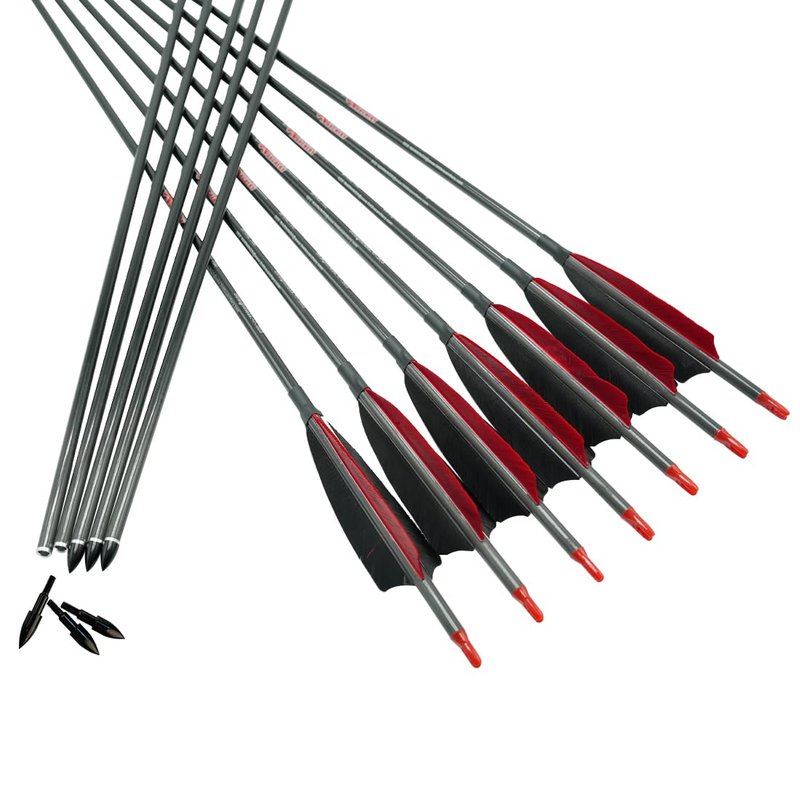 Linkboy Archery Pure Carbon Arrows Spine 300 340 400 500 600 700 800 for Compound Recurve Bow Hunting Shooting Target 12pcs