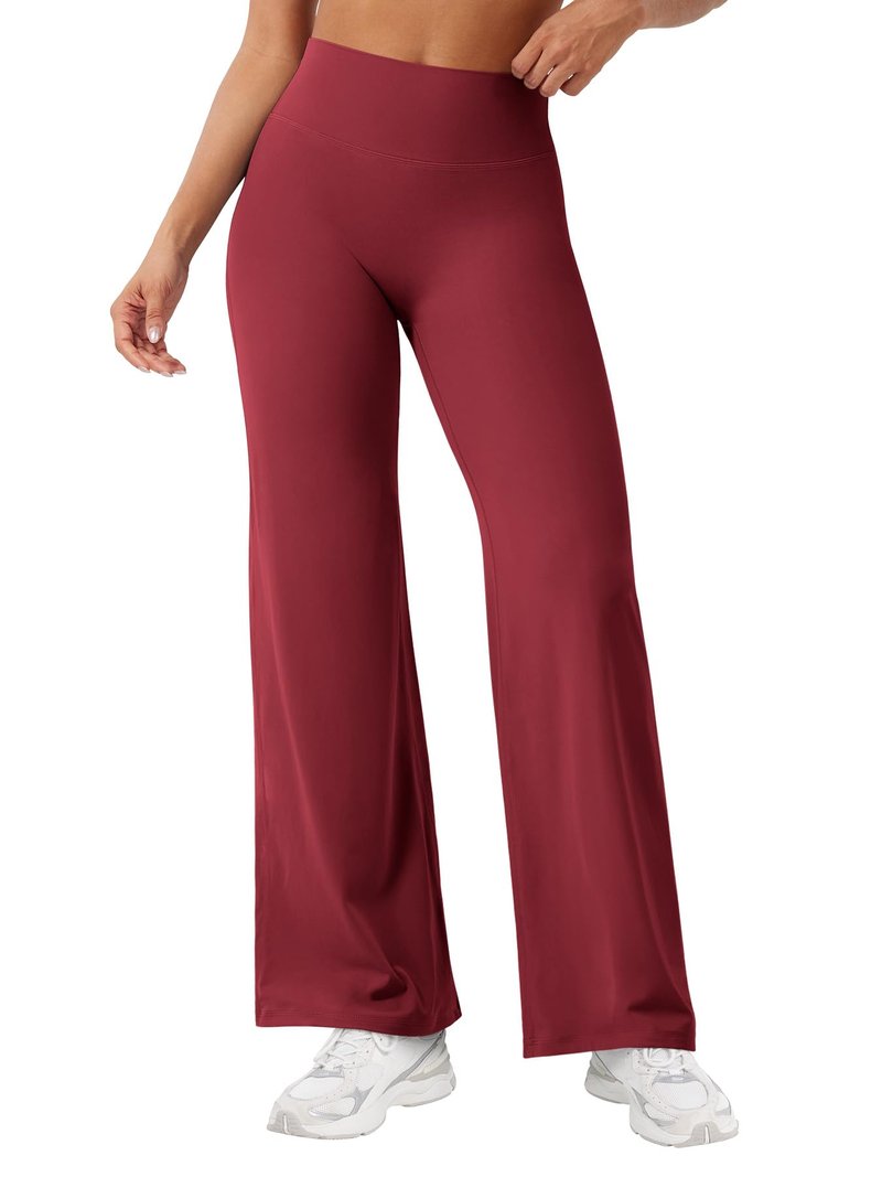 YEOREO Workout Leggings Womens No Front Seam Straight Leggings 29" High Waist Buttery Eddiy Gym Yoga Pants Ancora Red M