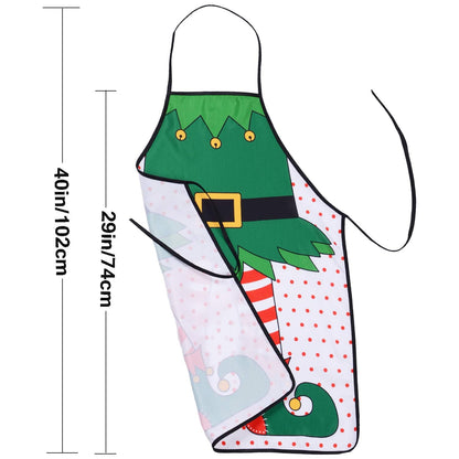 DearHouse 2 Pack Christmas Elf Apron, Cute Adjustable Kitchen Chef Bib BBQ Cooking Funny Flirty Aprons for Adult，Holiday Kitchen Apron Funny Creative Thanksgiving