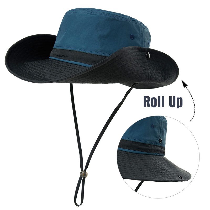 TOP-EX L/XL Sun Hats for Women & Men with Wide Brim, UV Protection UPF 50, Waterproof Safari Hat Boonie Hats, Foldable & Breathable & Adjustable for Fishing Trekking Travel, Navy 60-63CM
