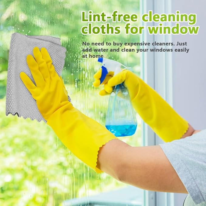 HOMEXCEL Grey Microfiber Glass Cleaning Cloths-6PK, Stainless Steel, Premium