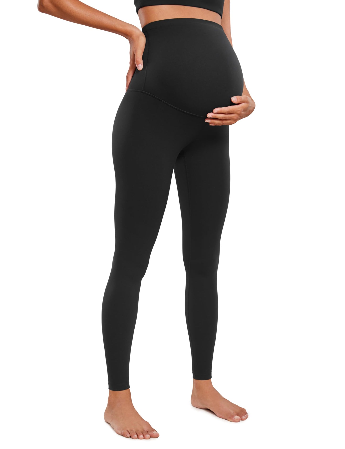 CRZ YOGA Women's Butterluxe Maternity Leggings 28" - Workout Pregnancy Activewear Belly Buttery Soft Support Yoga Pants Black 12