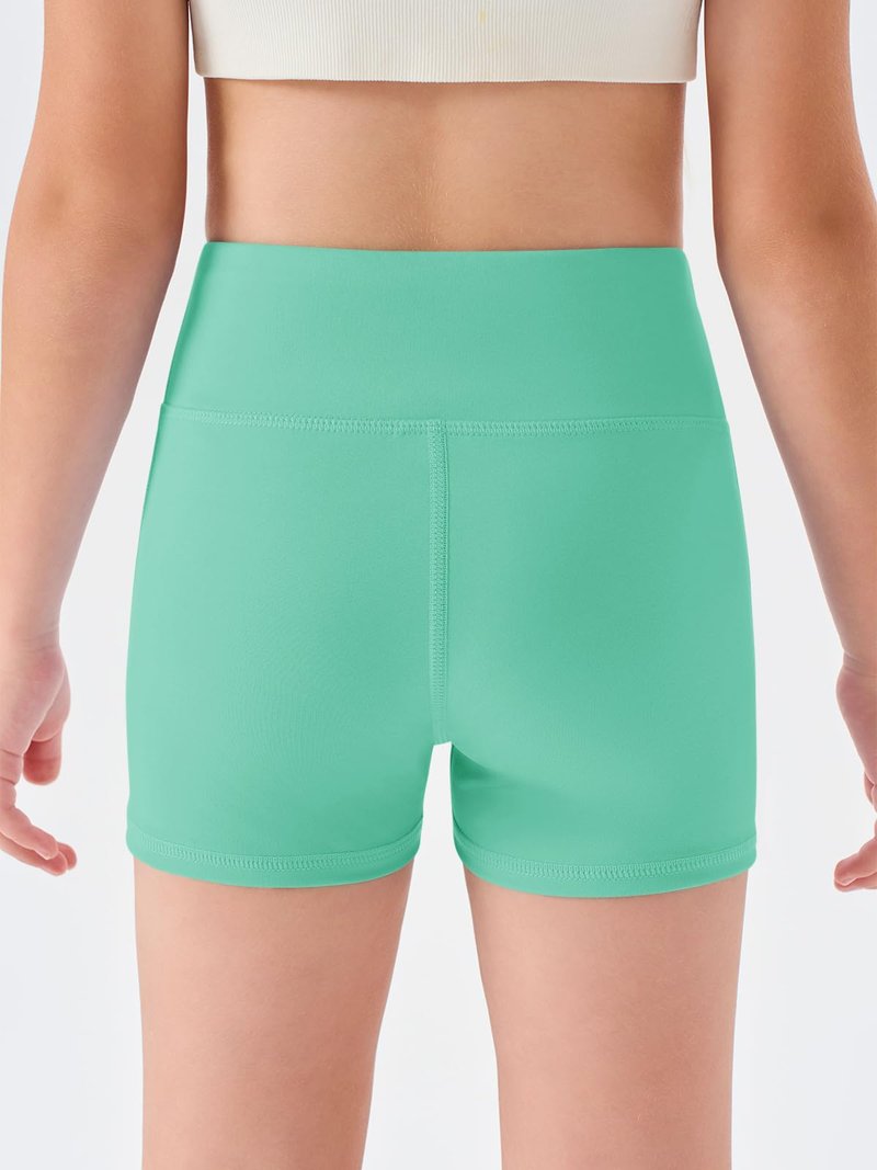 Haloumoning Girls Athletic Shorts Kids High Waisted Yoga Dance Biker Shorts Comfy Gymnastics Shorts 5-14Y Mint Green