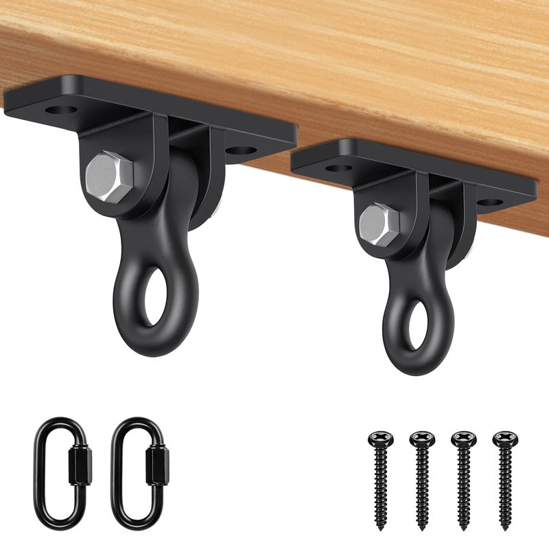 SELEWARE 2000LB Capacity Heavy Duty Swing Hangers, 2 Pack Black Cast Iron Porch Swing Hangers Kit with Screws for Wooden Sets Porch Patio Playground Yoga Hammock Chair Heavy Bag Indoor & Outdoor Use