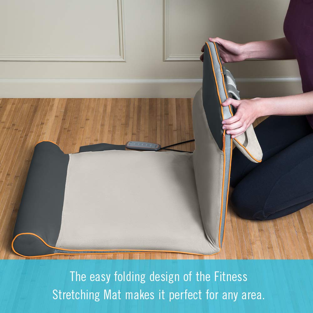 HoMedics Body Flex Back Stretching Mat with Heat, 6 Stretching Programs and 3 Intensity Levels with Removable Memory Foam Pillow for Full Body Coverage, Portable for Yoga, Athletes, Home Gym
