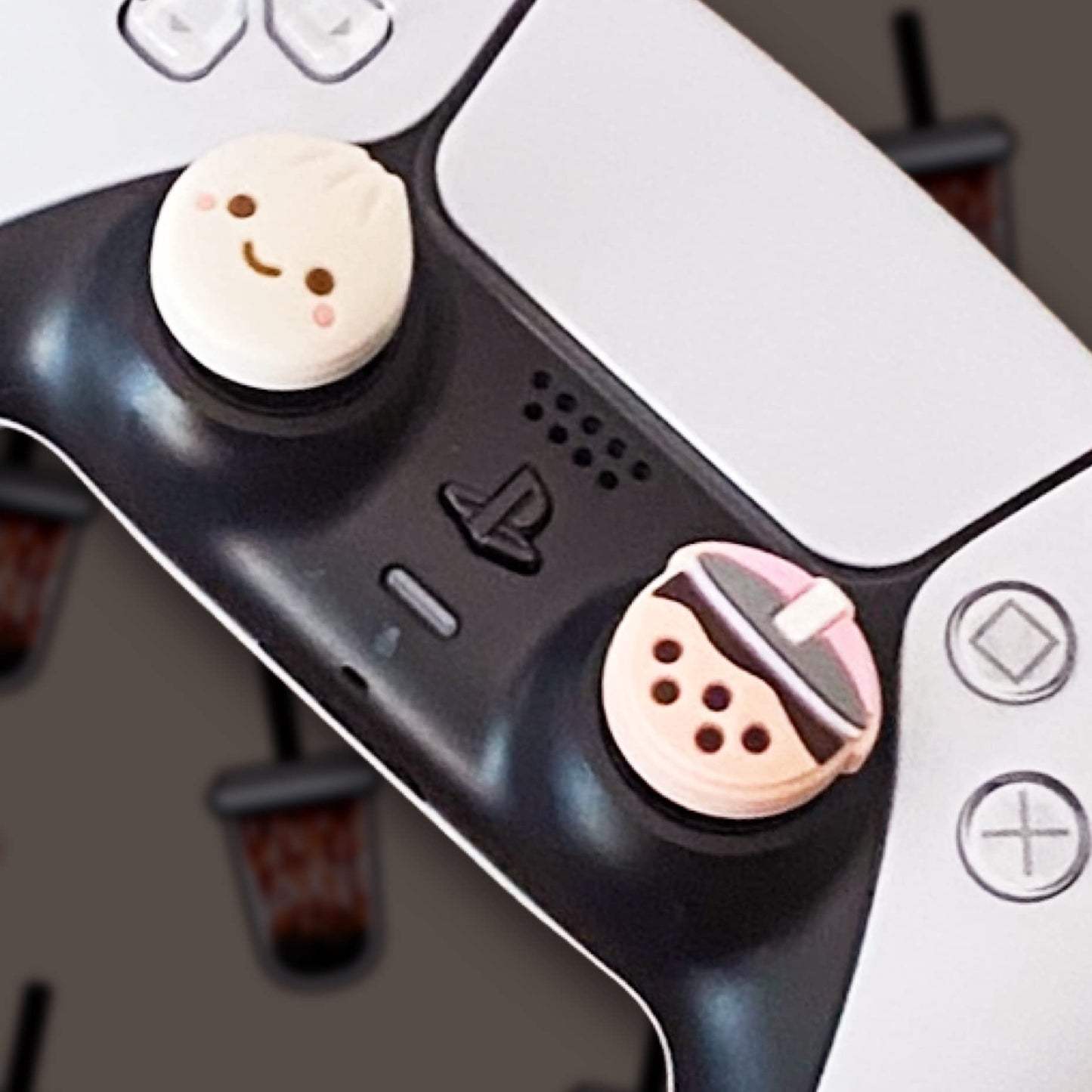 BelugaDesign Boba Dumpling Thumb Grips | Kawaii Cute Cutecore Pastel Button Caps | Compatible with Sony PlayStation PS5 PS4 Xbox Nintendo Switch Pro Controllers (Does not fit Joycons)