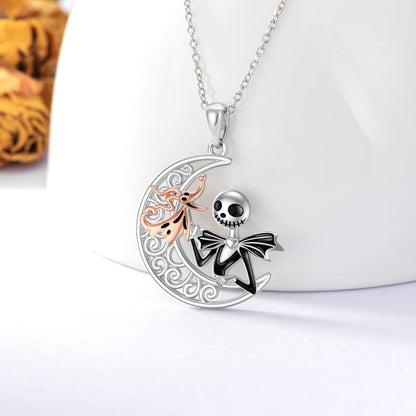 LILALO Nightmare Necklace Sterling Silver Jack and Zero Necklace Jack Skellington Jewelry
