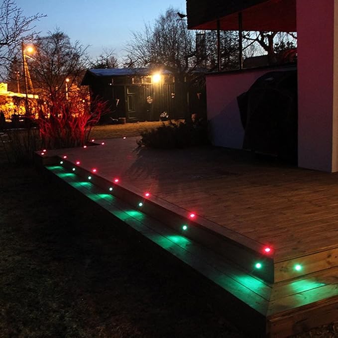 Smart LED Deck Lights Kit WiFi Controlled Color Changeable,Φ1.38“Outdoor IP67 Waterproof Low Voltage Step Lights In-Ground Lighting,Works with Samrt Phone,Alexa, Google Home(Black Border,20pack)