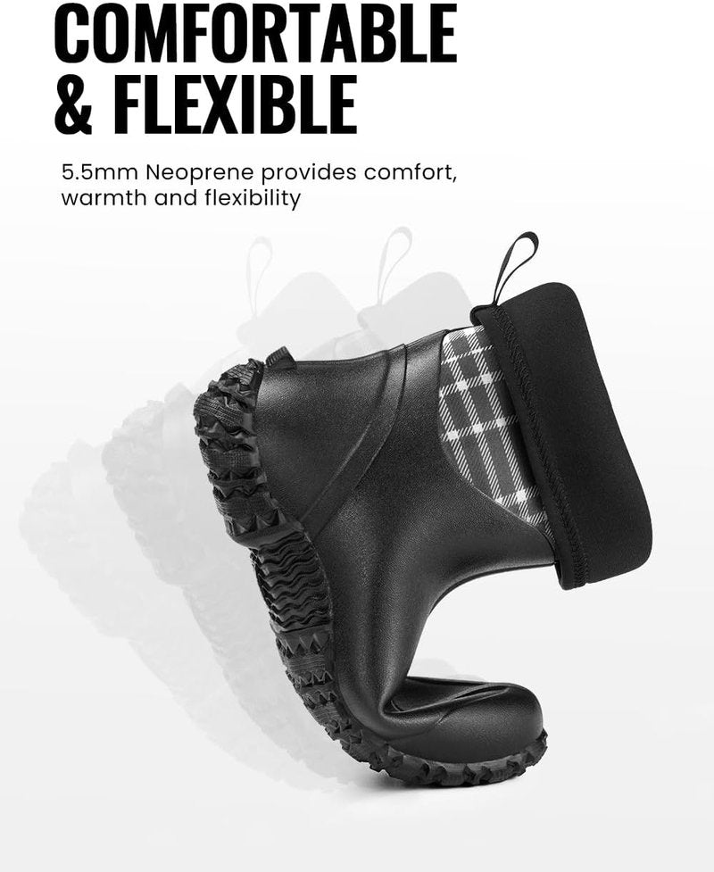 TIDEWE Women's Waterproof Rubber Boots - Insulated Mid Calf with Steel Shank for Hunting & Gardening | 6mm Neoprene