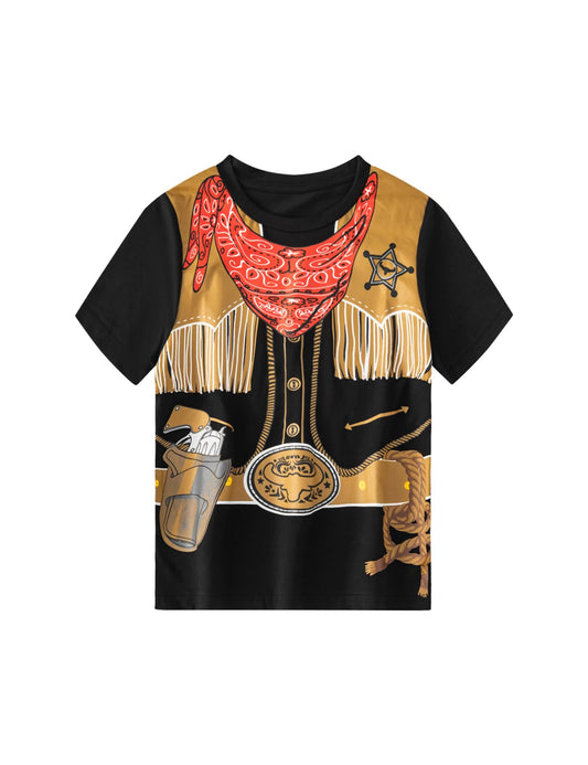 Catmama Little Boys Girls Western Cowboy Cute Halloween Toddler Short Sleeve T-Shirt (5T)