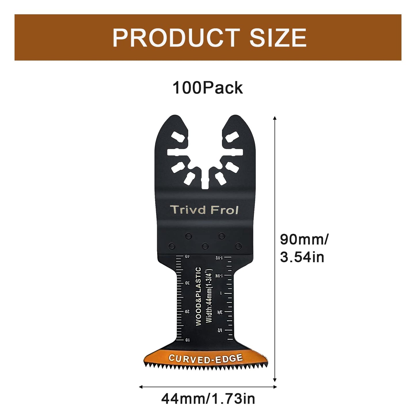 Trivd Frol 100Pcs Curved-Edge Oscillating Tool Blades Professional Universal Oscillating Saw Blades Wood Multitool Blades Compatible with Dewalt, Milwaukee, Ryobi, Rockwell, Bosch