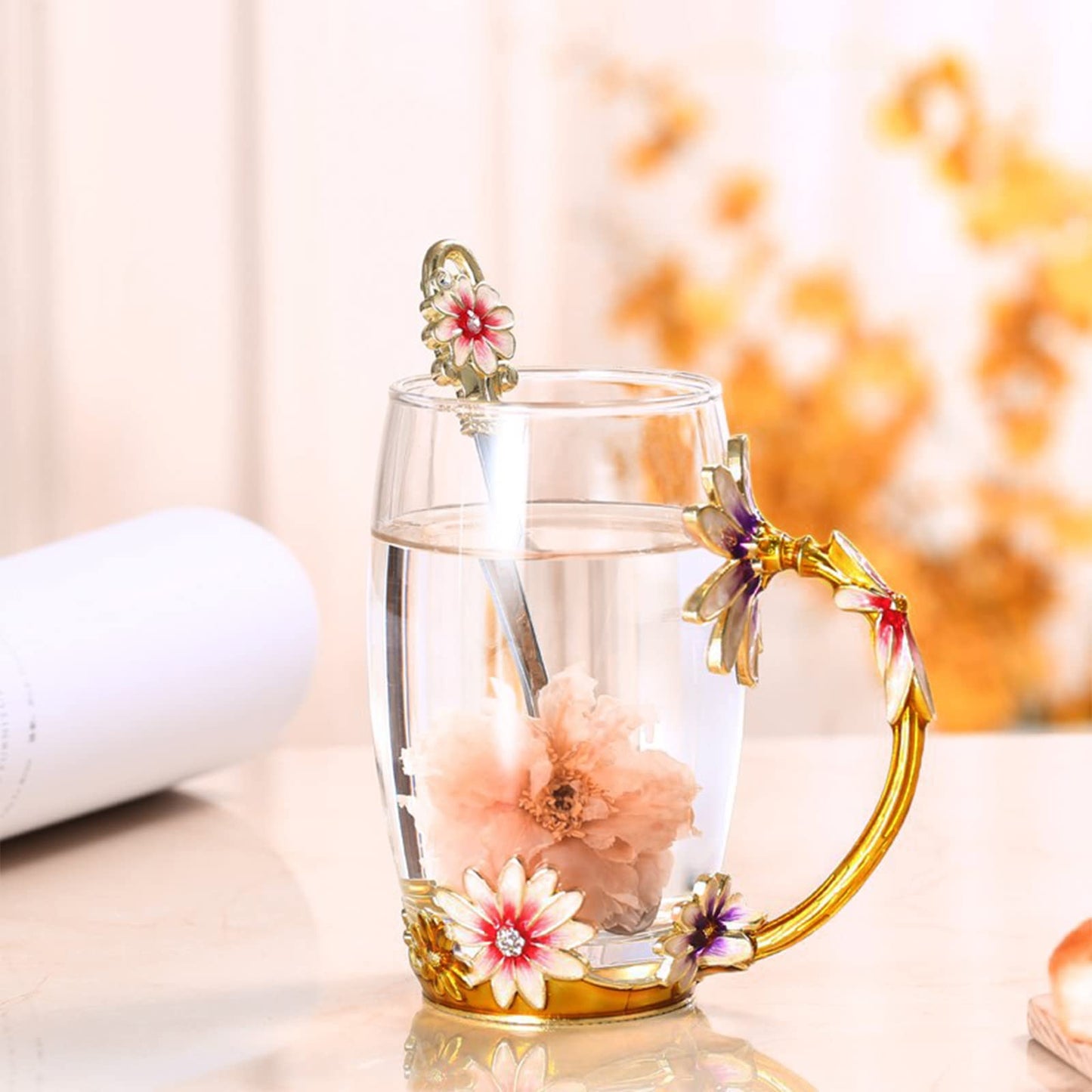 OEAGO Gifts for Mom Women Valentines Day Gifts for Her Glass Coffee Enamels Mug Best Birthday Valentine's for Girlfriend Wife Mothers Day from Daughter Son Tea Cup Stocking Stuffers Christmas
