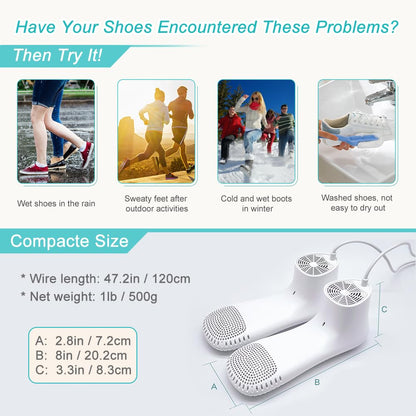 Electric Shoe Dryer and Deodorizer with Timer - Shoes Boots Warmer Socks Gloves Dryer, No Noise Fan | UK Plug