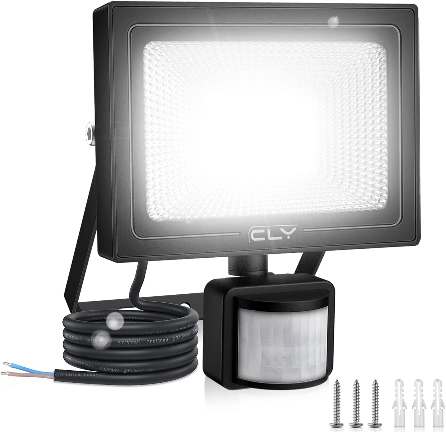 CLY 25W Security Lights Outdoor Motion Sensor, 2100 Lumen IP66 Waterproof LED Floodlight with Smart PIR Sensor, 6500K PIR Sensor Security Light, Outside Light with Sensor for Backyard, Garden, Doorway