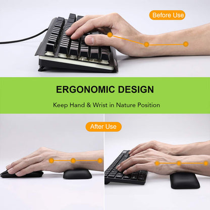 Aelfox Leather-Gel Ergonomic Keyboard and Mouse Wrist Rest Set, Support Pad Relieve Wrist Pain for Full Size Gaming Keyboard and Mouse, Laptop, Computer, Home, Office