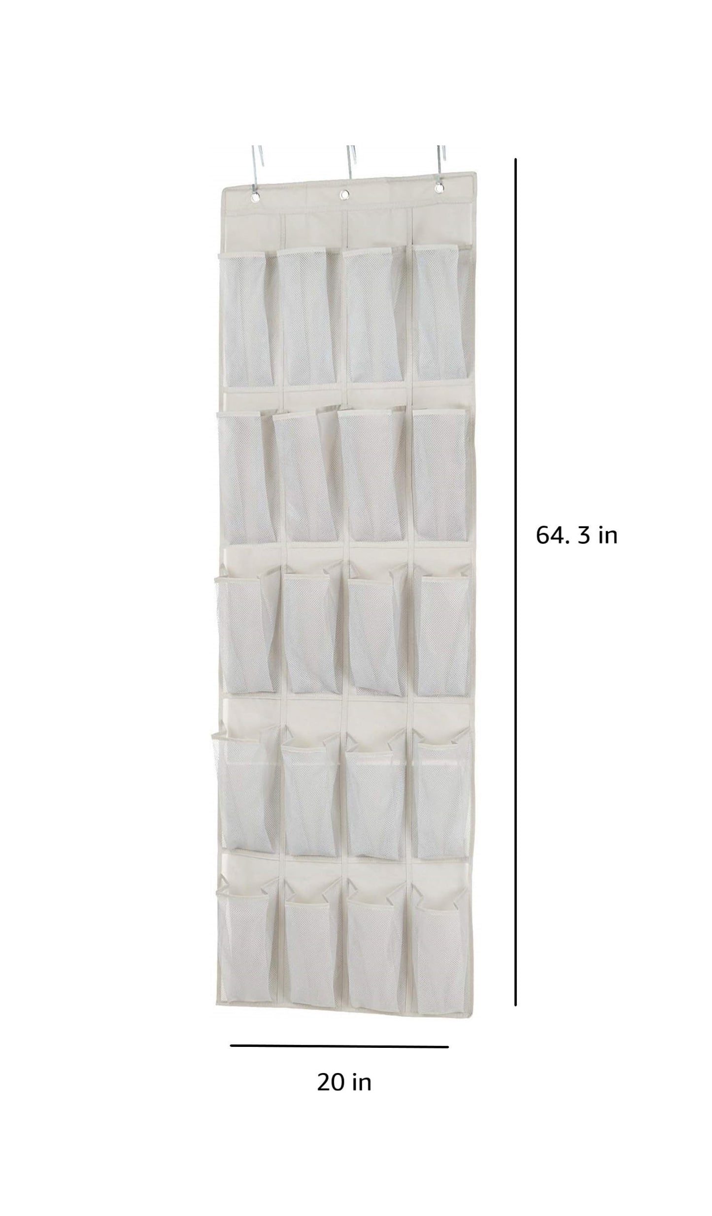 Amazon Basics 20 Large Pocket Over-the-Door Hanging Shoe Organizer, Grayish Tan