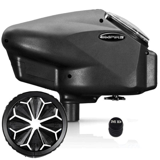 Maddog Empire Halo Too Electronic Paintball Loader with HK Army Epic Speed Feed and HPA Paintball Tank Fill Nipple Protector Accessory Package - Blackout